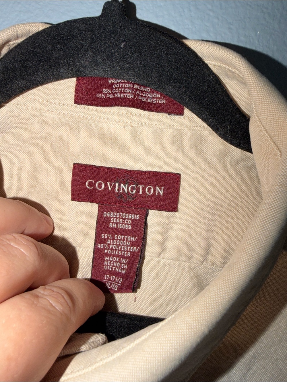 Covington Cream Button-Down Shirt with Maroon Trim